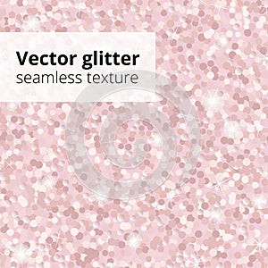 Pink glitter seamless pattern. Vector shiny sparkles texture. Sequin background