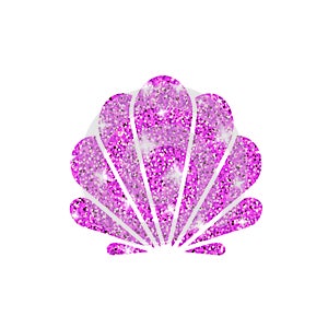 Pink glitter seashell icon
