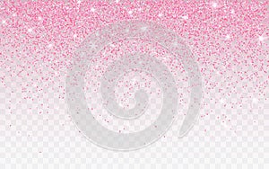 Pink glitter sparkle on a transparent background. Rose Gold Vibrant background with twinkle lights. Vector illustration