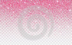 Pink glitter sparkle on a transparent background. Vibrant background with twinkle lights. Vector illustration