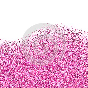 Pink glitter texture border over white background