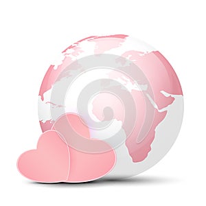 Pink Globe and hearts