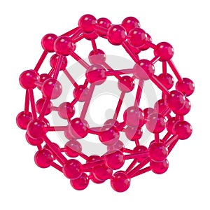 Pink glossy molecular structure sphere