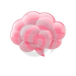 Pink Brain Shaped Speech Bubble, 3D Render