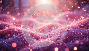 Pink Glowing Abstract Wave Background with Sparkling Light