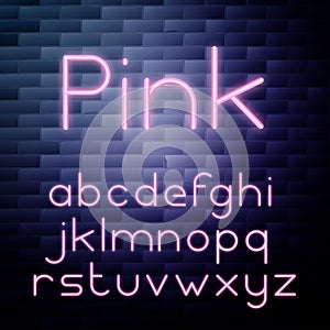 Pink Glowing neon alphabet