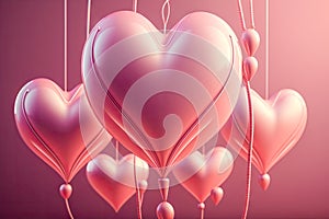 pink glowy heart-shaped balloons