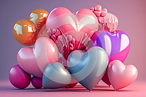 pink glowy heart-shaped balloons