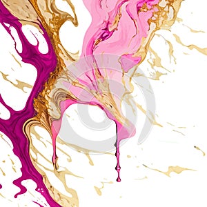 Pink and Gold Alcohol Ink Marble Texture Splash