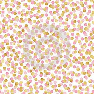 Pink and Gold Confetti Seamless Pattern