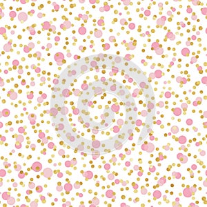 Pink and Gold Confetti Seamless Pattern