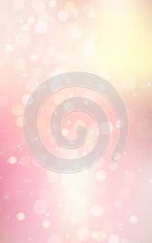 Abstract blurred spring summer light pastel pink bokeh background texture with bright soft color circles. copyspace