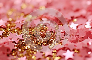 pink and gold star glitter background at the cafes