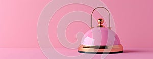 Pink and Gold Tea Kettle on Pink Background