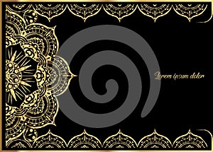 Pink Gold vintage greeting card on black background. Luxury ornament template. Great for invitation, flyer, menu, brochure