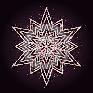 Pink golden glitter bewitching snowflake.