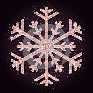 Pink golden glitter mesmeric snowflake. photo