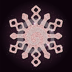 Pink golden glitter overwhelming snowflake.