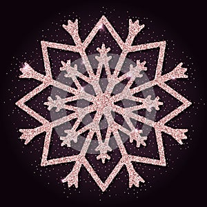 Pink golden glitter pleasant snowflake.