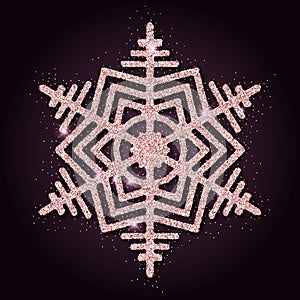 Pink golden glitter terrific snowflake.