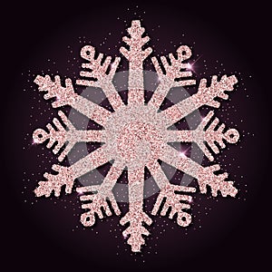 Pink golden glitter wondrous snowflake.