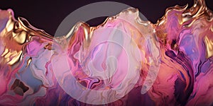 Pink and golden swirls morphing abstract fluid art