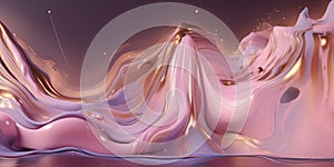 Pink and golden swirls morphing abstract fluid art