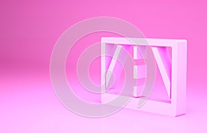 Pink Gps device with map icon isolated on pink background. Minimalism concept. 3d illustration 3D render