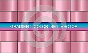 pink gradient color set, rose gold gradient color pallet, metallic gradient color vector set, glossy Gradients Vector