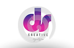 pink gradient ds d s alphabet letter logo combination icon design