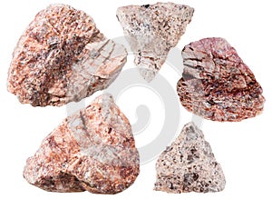 Pink granitic gneiss rock and granite stones