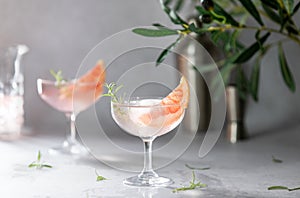 Pink grapefruit gin gimlet cocktail ready to drink