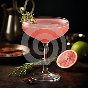 Pink grapefruit blush gimlet, front view