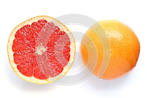 Pink grapefruit slice isolated