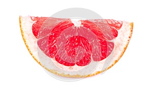 Pink grapefruit slice isolated on white background. Fresh grapefruit.
