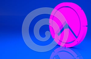 Pink Greek shield with greek ornament icon isolated on blue background. Minimalism concept. 3d illustration. 3D render