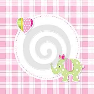 Pink and green baby girl elephant greeting card