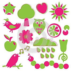 Pink and green designs