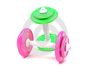 Pink and green dumbell