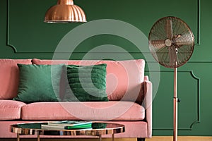 Pink and green glamour living room