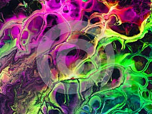 Pink and green neon colors creative abstract hand painted background