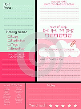 Pink green Daily planner, Day planner, Date, Habit tracker