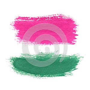 Pink and green stripe. Abstract watercolor handmade