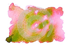 Pink and green watercolor spot