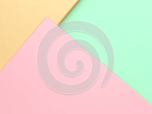 Pink  green yellow pastel color geometric shape tilted minimal abstract background 3d render