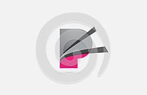 pink grey P alphabet letter logo icon for corporate. Creative design for business and company