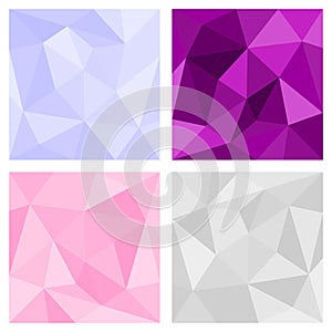 Pink, grey and violet triangle vector background or chevron surface pattern set