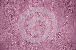 Pink grunge background, concrete wall. Rough scabrous texture, surface. Abstract pattern. Dirty wall. Acrylic painted card in mode
