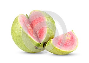 Pink Guava fruit isolated on white