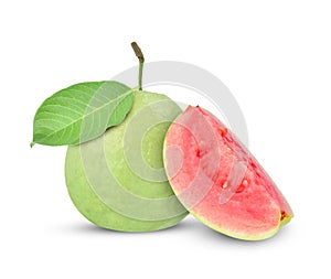 Pink Guava fruit isolated on white background